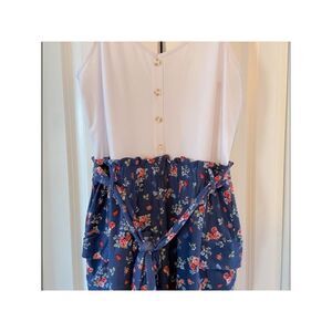 ULTRA FLIRT Womens Navy Tie Waist Button Spaghetti Strap Shorts Romper L